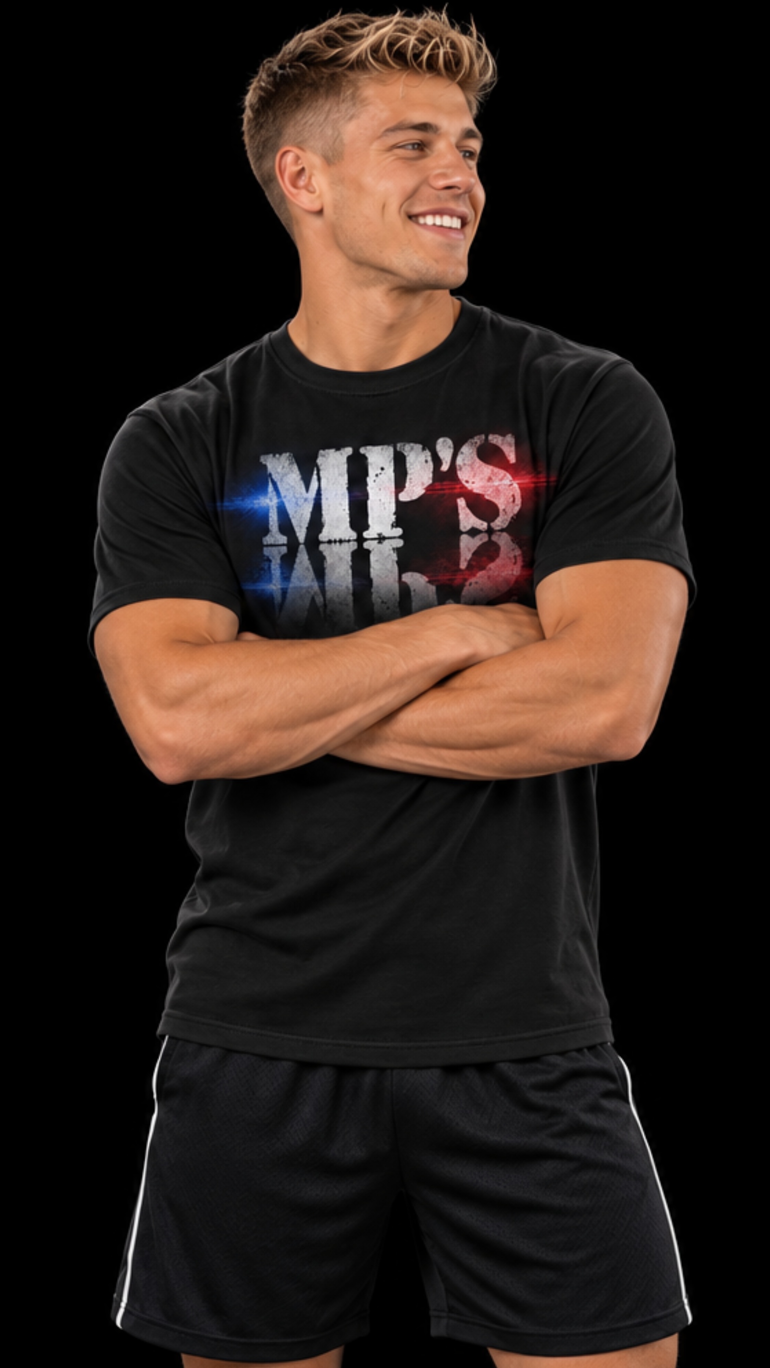 Bad Boys Tee in Black on model, front view