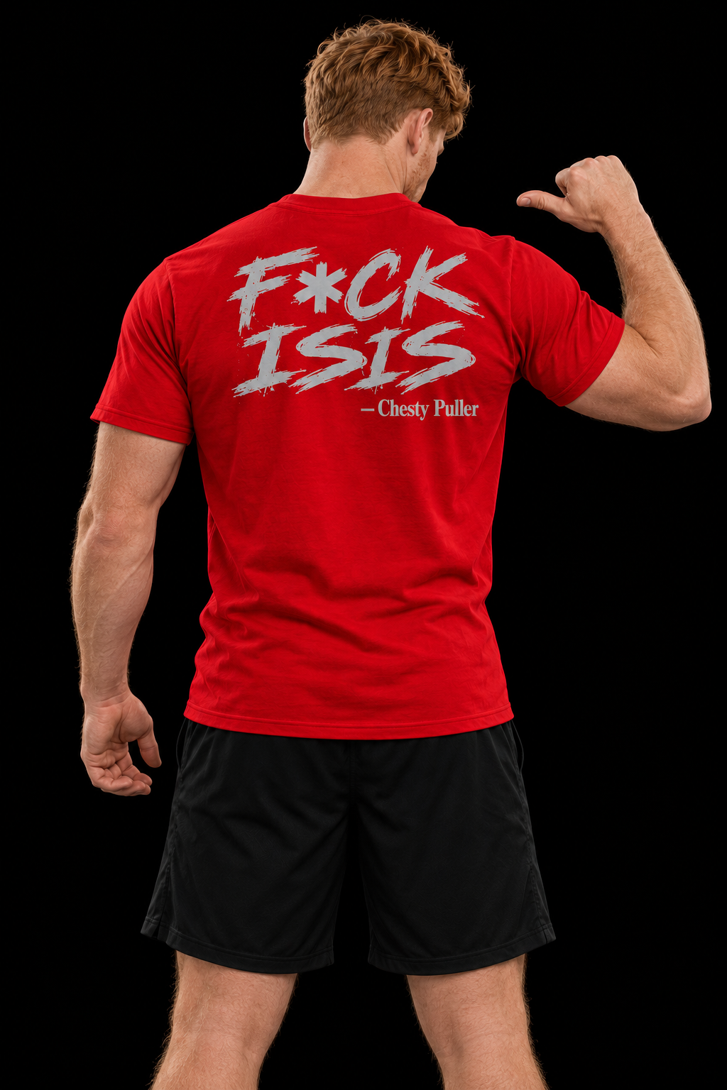 F*CK ISIS Tee in Red, back model view