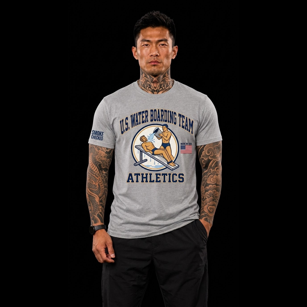 Athletics Tee in Gray on model, front view 1